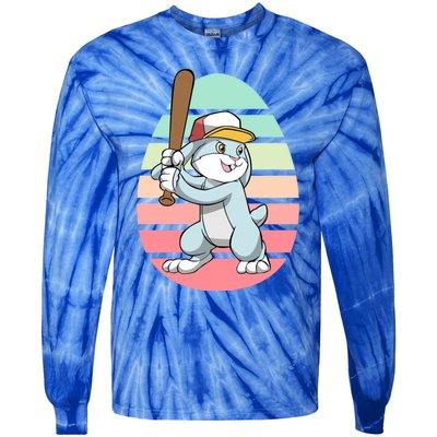 Baseball Player Bunny Easter Day Cute Sports Gift Tie-Dye Long Sleeve Shirt