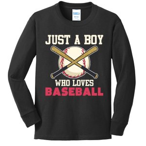 Baseball Player Boy American Sport Baseball Fan Baseball Kids Long Sleeve Shirt