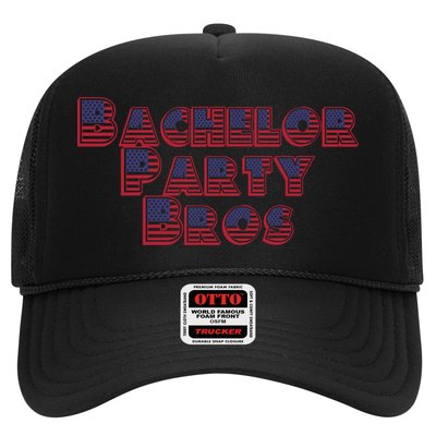 Bachelor Party Bros American Flag Colors Stars And Stripes Gift Trucker Hat