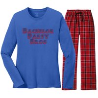 Bachelor Party Bros American Flag Colors Stars And Stripes Gift Women's Long Sleeve Flannel Pajama Set 