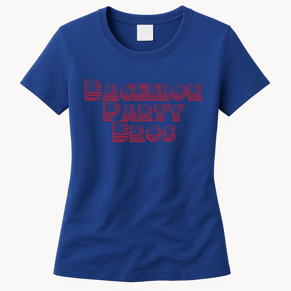 Bachelor Party Bros American Flag Colors Stars And Stripes Gift Womens T-Shirt