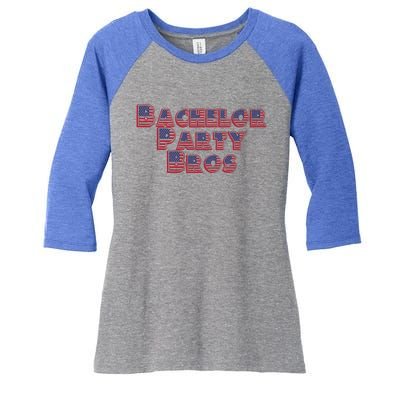 Bachelor Party Bros American Flag Colors Stars And Stripes Gift Women's Tri-Blend 3/4-Sleeve Raglan Shirt