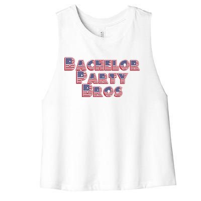 Bachelor Party Bros American Flag Colors Stars And Stripes Gift Women's Racerback Cropped Tank