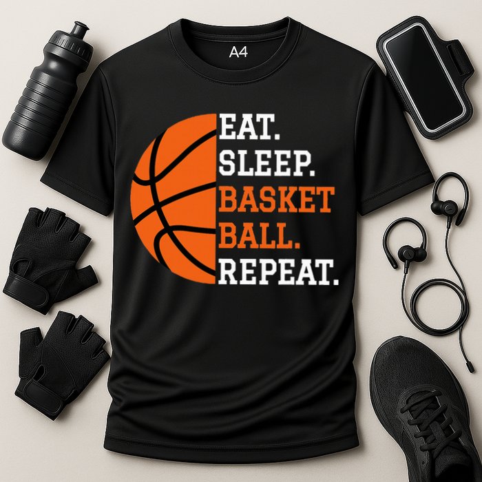 Basketball Player Boy Eat Sleep Basketball Repeat Cooling Performance Crew T-Shirt
