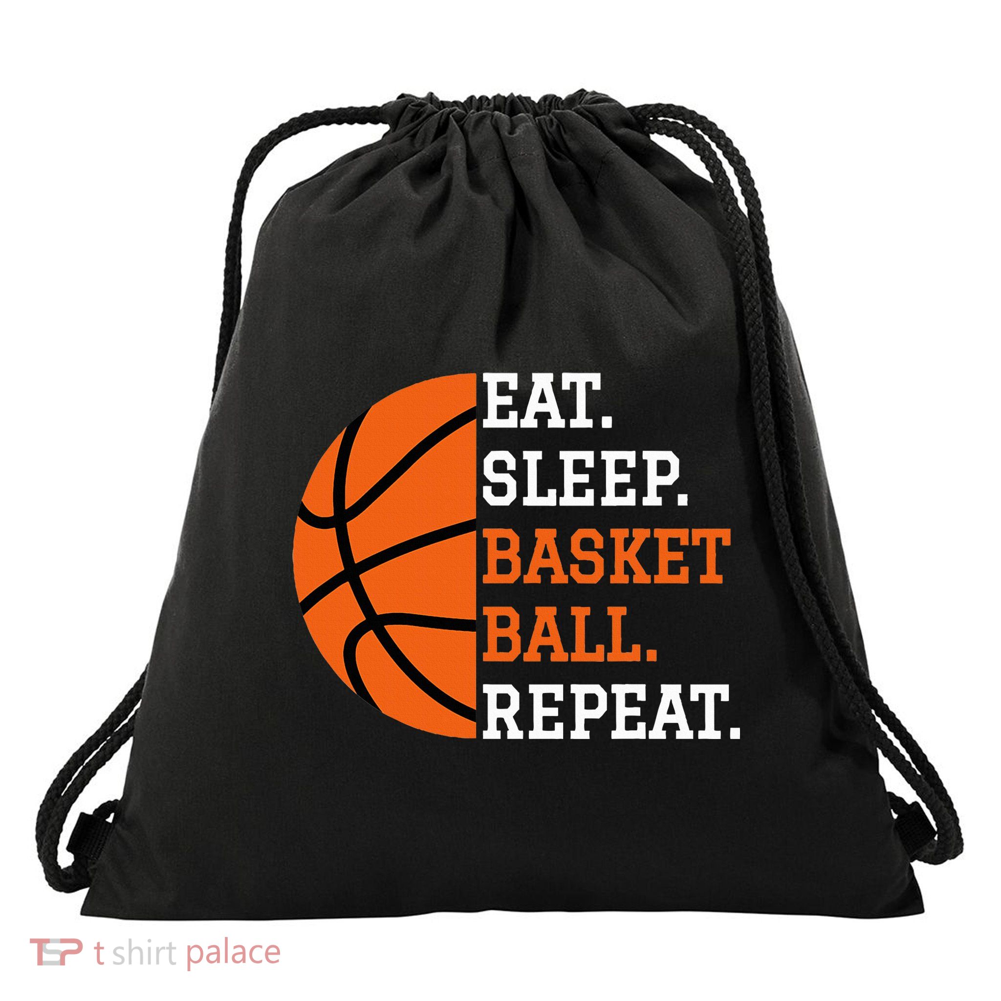 Basketball Player Boy Eat Sleep Basketball Repeat Drawstring Bag