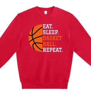 Basketball Player Boy Eat Sleep Basketball Repeat Premium Crewneck Sweatshirt