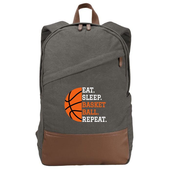 Basketball Player Boy Eat Sleep Basketball Repeat Cotton Canvas Backpack