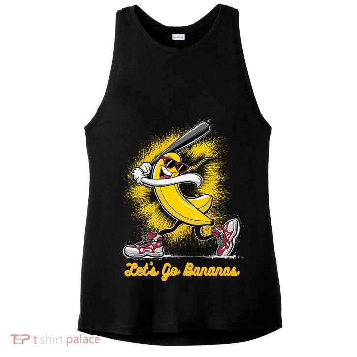 Banana Playing Baseball Fruit Love Ladies PosiCharge Tri-Blend Wicking Tank