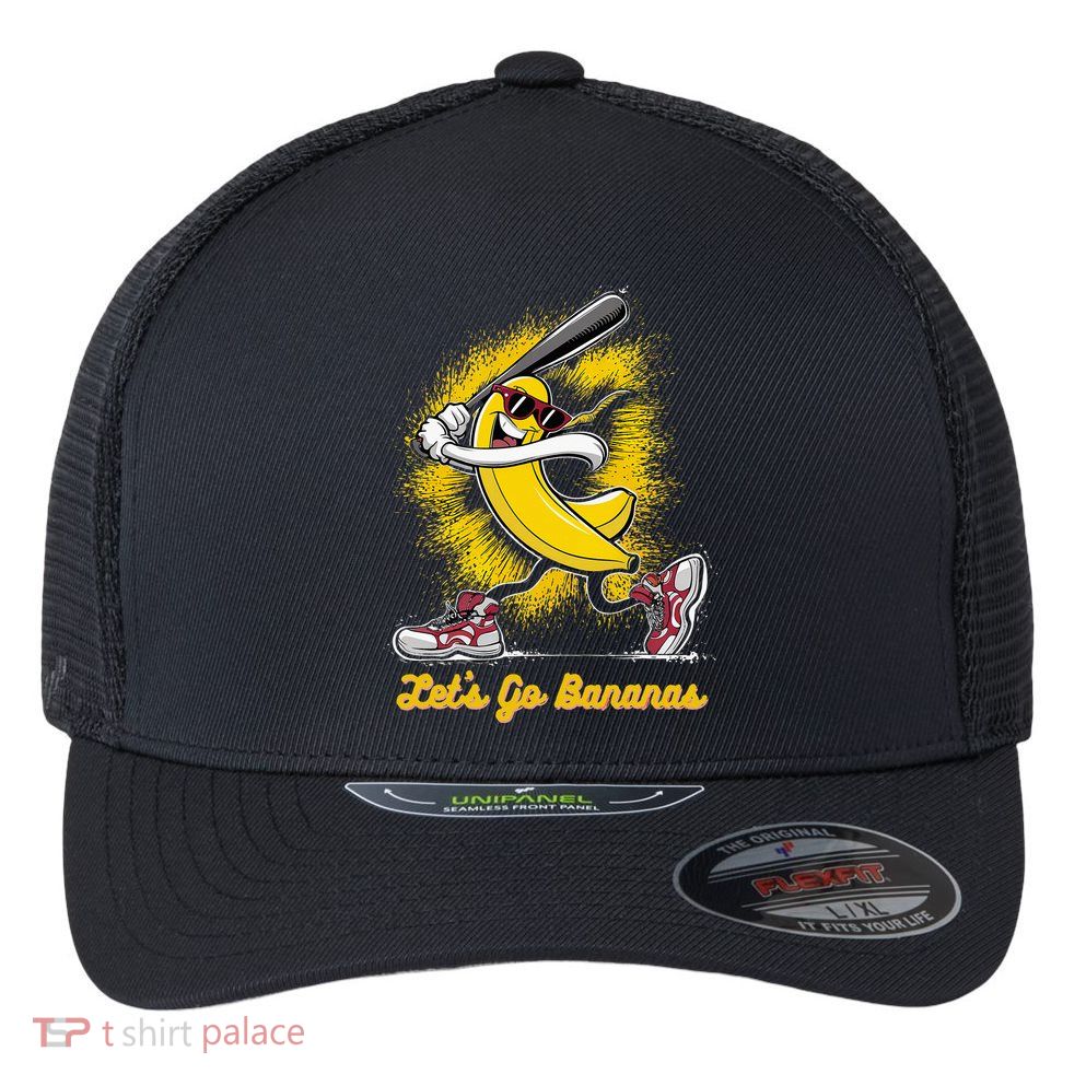 Banana Playing Baseball Fruit Love Flexfit Unipanel Trucker Cap