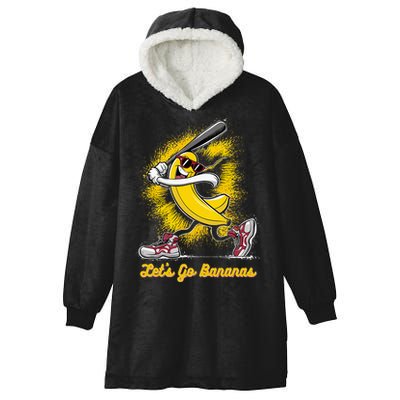 Banana Playing Baseball Fruit Love Hooded Wearable Blanket