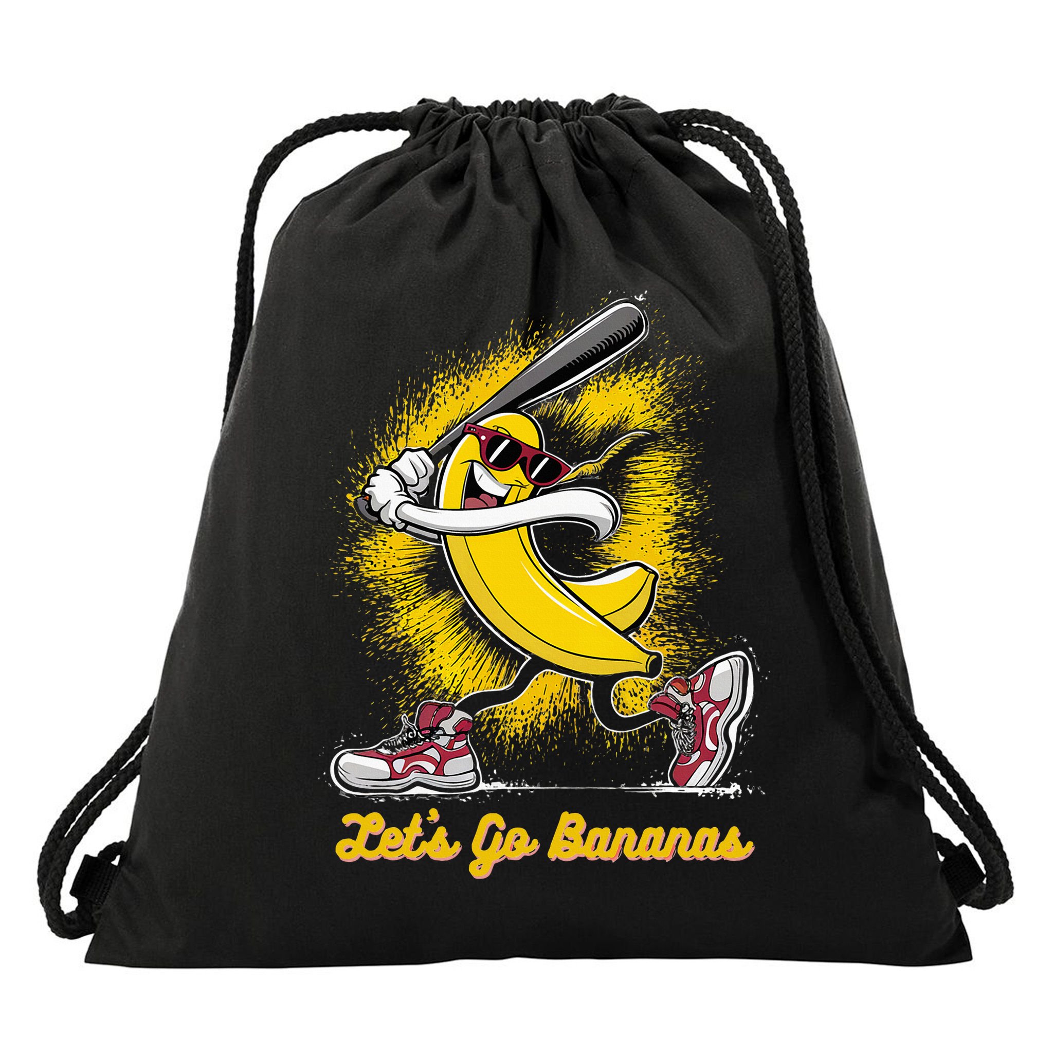 Banana Playing Baseball Fruit Love Drawstring Bag