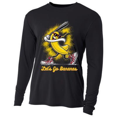 Banana Playing Baseball Fruit Love Cooling Performance Long Sleeve Crew