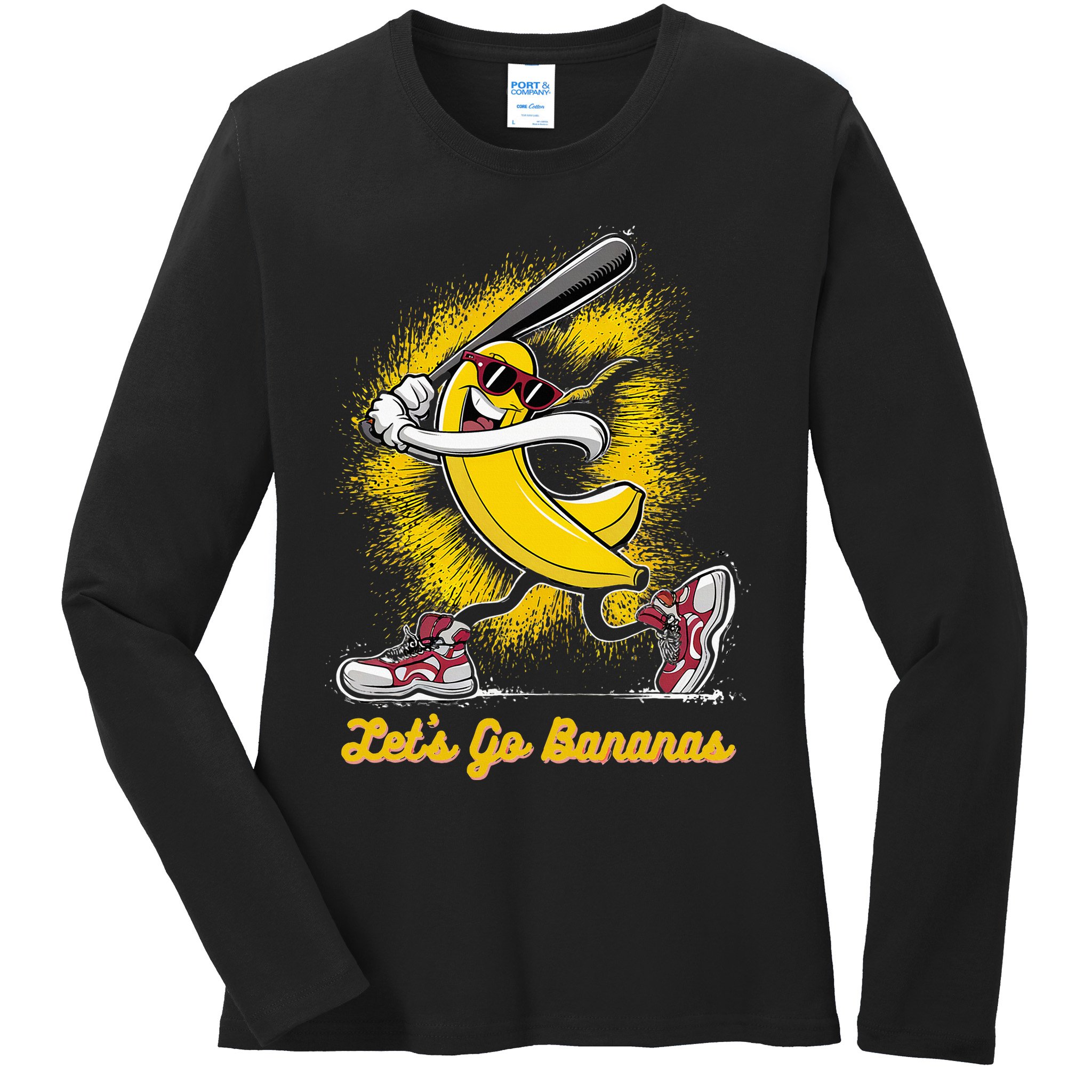 Banana Playing Baseball Fruit Love Ladies Long Sleeve Shirt