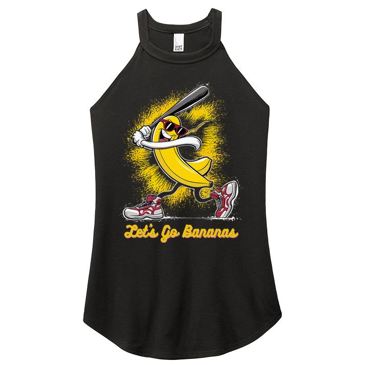 Banana Playing Baseball Fruit Love Women's Perfect Tri Rocker Tank