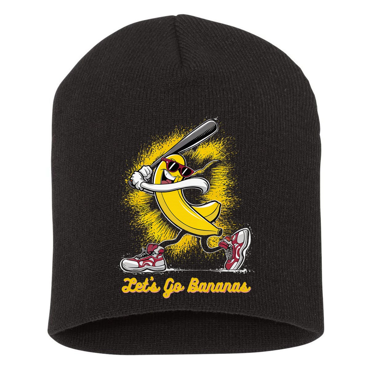Banana Playing Baseball Fruit Love Short Acrylic Beanie