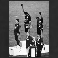 Black Power Black Fist 1968 Olympics 7 Panel Mesh Trucker Snapback Hat