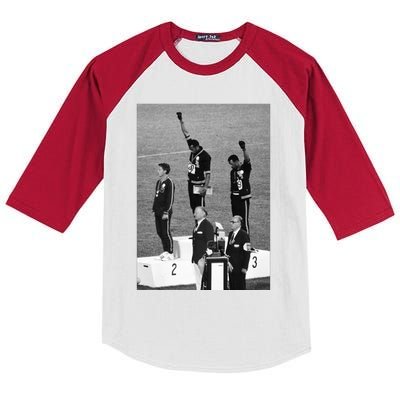 Black Power Black Fist 1968 Olympics Kids Colorblock Raglan Jersey