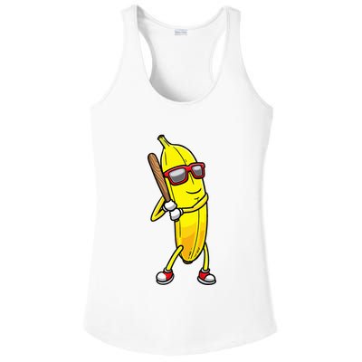 Banana Playing Baseball Fruit Lover Ladies PosiCharge Competitor Racerback Tank