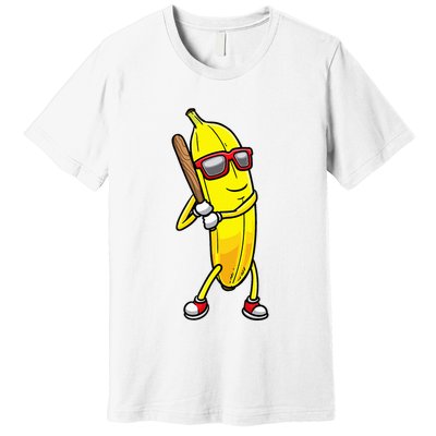 Banana Playing Baseball Fruit Lover Premium T-Shirt