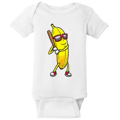 Banana Playing Baseball Fruit Lover Baby Bodysuit