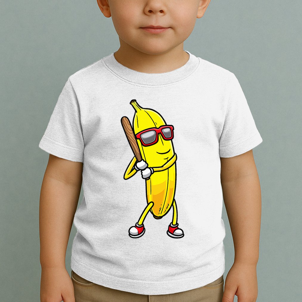 Banana Playing Baseball Fruit Lover Toddler T-Shirt