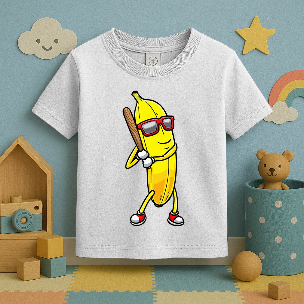 Banana Playing Baseball Fruit Lover Toddler T-Shirt