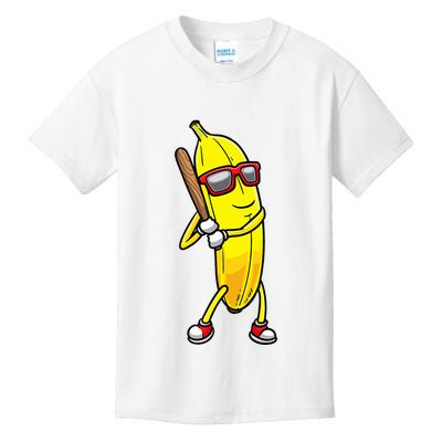 Banana Playing Baseball Fruit Lover Kids T-Shirt