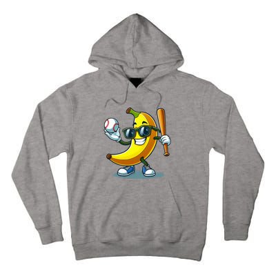 Banana Playing Baseball Fruit Lover Baseball Player Tall Hoodie