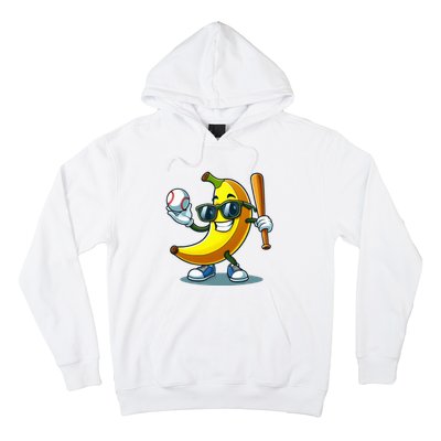 Banana Playing Baseball Fruit Lover Baseball Player Hoodie