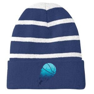 Basketball Player Bball Coach Fan Baller Sports Striped Beanie with Solid Band