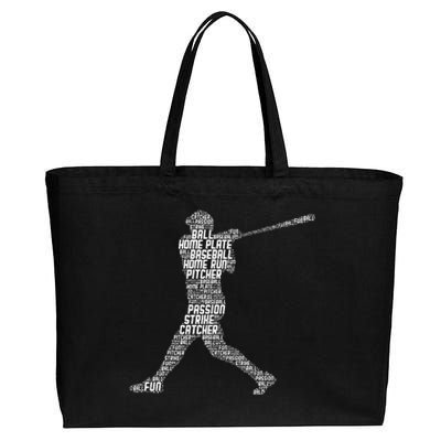 Baseball Player Batter Kids Men Cotton Canvas Jumbo Tote