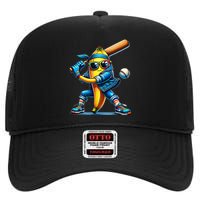 Banana Playing Baseball Fruit Lover Baseball Player High Crown Mesh Back Trucker Hat