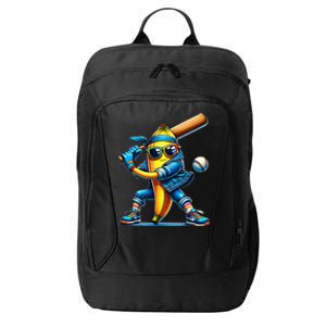 Banana Playing Baseball Fruit Lover Baseball Player City Backpack