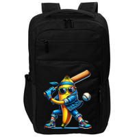 Banana Playing Baseball Fruit Lover Baseball Player Impact Tech Backpack