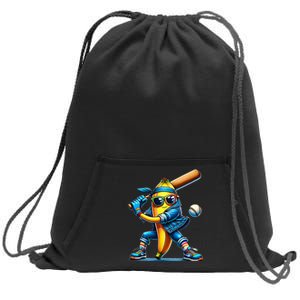 Banana Playing Baseball Fruit Lover Baseball Player Sweatshirt Cinch Pack Bag