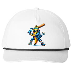 Banana Playing Baseball Fruit Lover Baseball Player Snapback Five-Panel Rope Hat