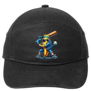 Banana Playing Baseball Fruit Lover Baseball Player 7-Panel Snapback Hat