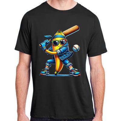 Banana Playing Baseball Fruit Lover Baseball Player Adult ChromaSoft Performance T-Shirt