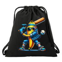 Banana Playing Baseball Fruit Lover Baseball Player Drawstring Bag