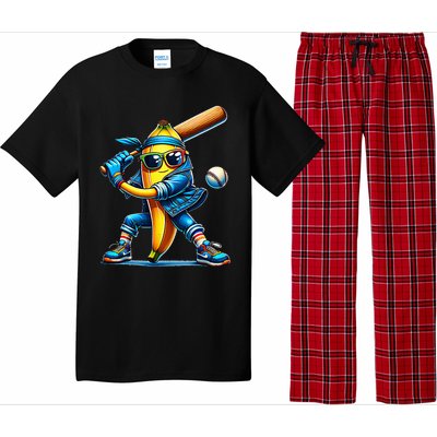 Banana Playing Baseball Fruit Lover Baseball Player Pajama Set