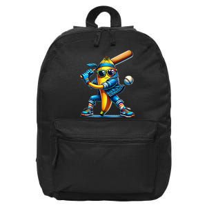 Banana Playing Baseball Fruit Lover Baseball Player 16 in Basic Backpack