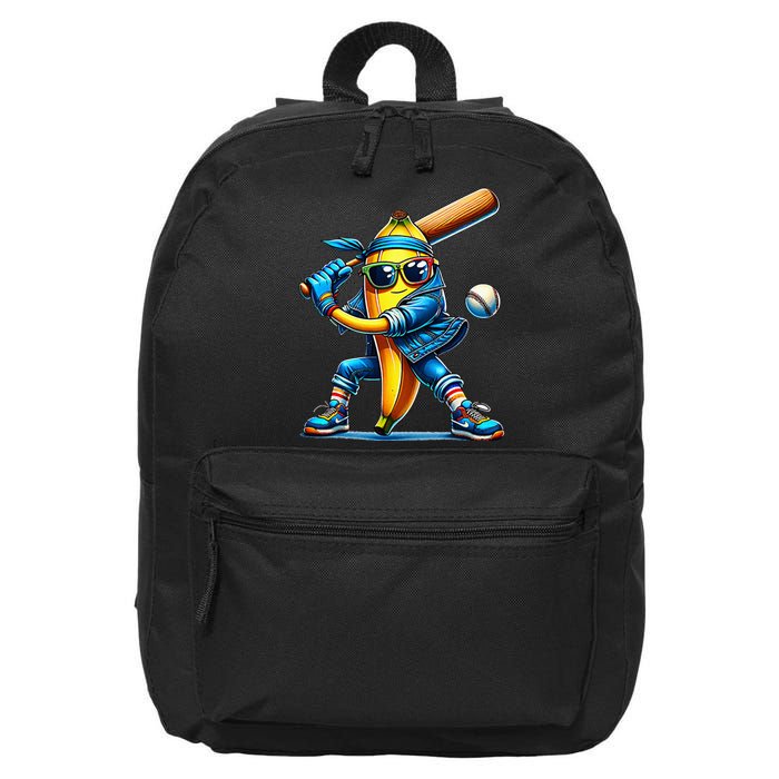 Banana Playing Baseball Fruit Lover Baseball Player 16 in Basic Backpack