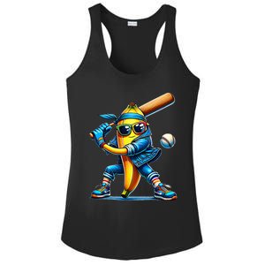 Banana Playing Baseball Fruit Lover Baseball Player Ladies PosiCharge Competitor Racerback Tank