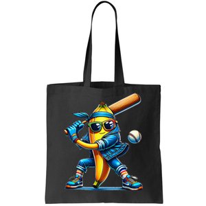 Banana Playing Baseball Fruit Lover Baseball Player Tote Bag