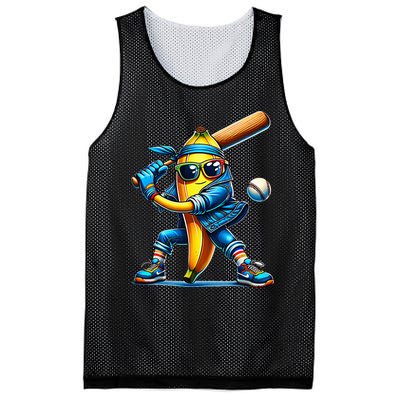 Banana Playing Baseball Fruit Lover Baseball Player Mesh Reversible Basketball Jersey Tank