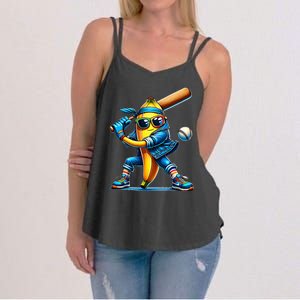 Banana Playing Baseball Fruit Lover Baseball Player Women's Strappy Tank