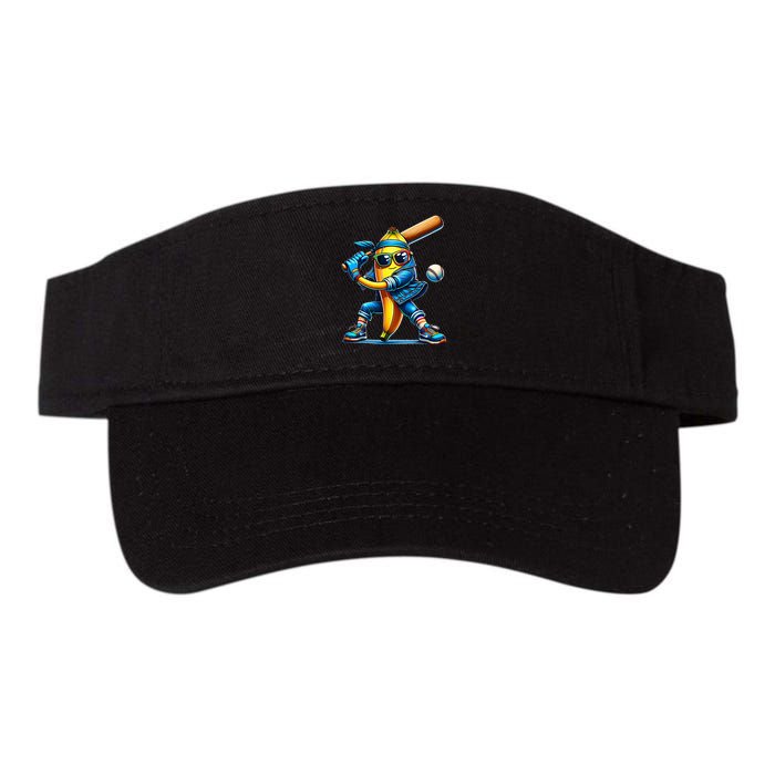 Banana Playing Baseball Fruit Lover Baseball Player Valucap Bio-Washed Visor