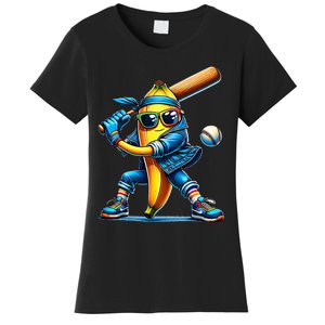 Banana Playing Baseball Fruit Lover Baseball Player Women's T-Shirt