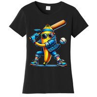 Banana Playing Baseball Fruit Lover Baseball Player Women's T-Shirt