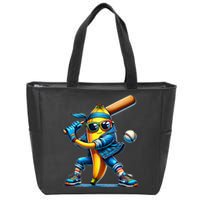 Banana Playing Baseball Fruit Lover Baseball Player Zip Tote Bag